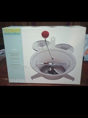 Martha Stewart White Food Mill with Red Knob